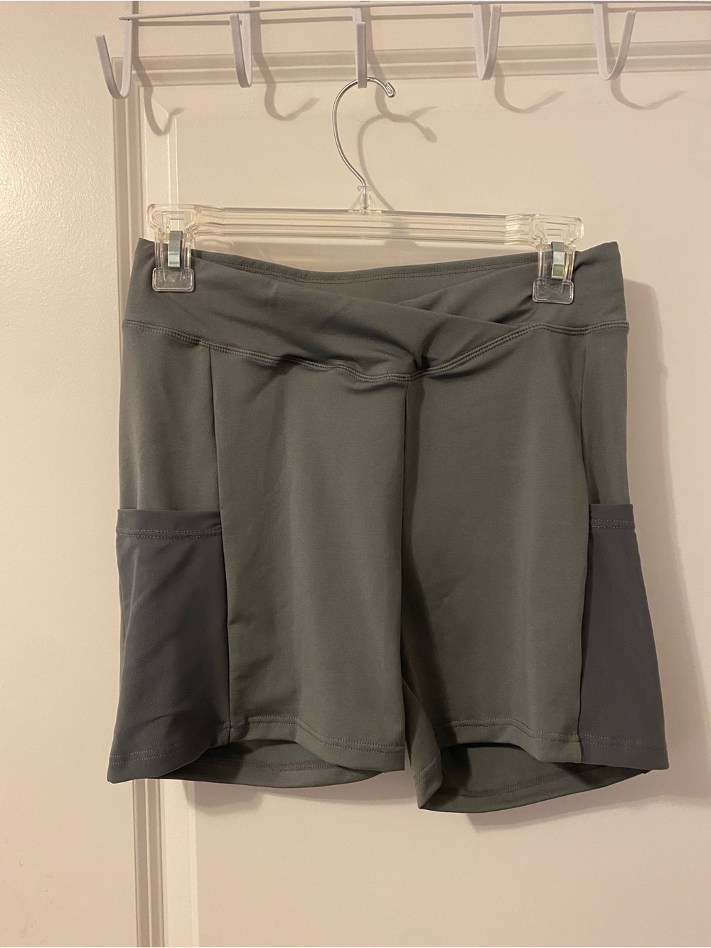 SHEIN Gray Athletic Shorts with Dark Side Pockets